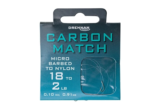 Drennan Carbon Match Hooks To Nylon - Size 16 To 2lb 8oz 1 Drennan Carbon Match Hooks To Nylon - Size 16 To 2lb 8oz