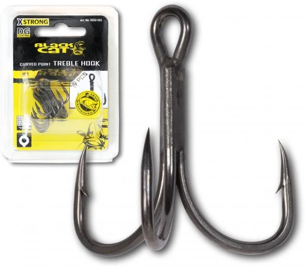 Black Cat Curved Point Treble Hook DG (5 Pieces) 1 Black Cat Curved Point Treble Hook DG (5 Pieces)
